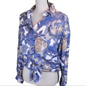 Vintage KRAZY KAT Mixed Print Rayon Button Down Shirt - Small